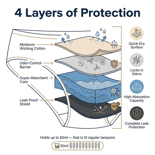 Huggd 4-Layer Absorption Technology Infographic